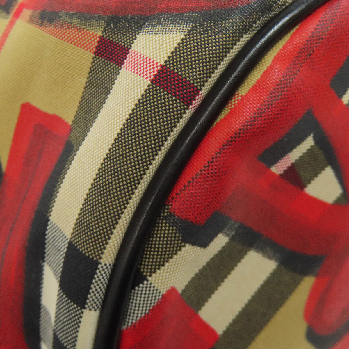BURBERRY Shoulder Bag Nylon Brown Nova check graffiti print