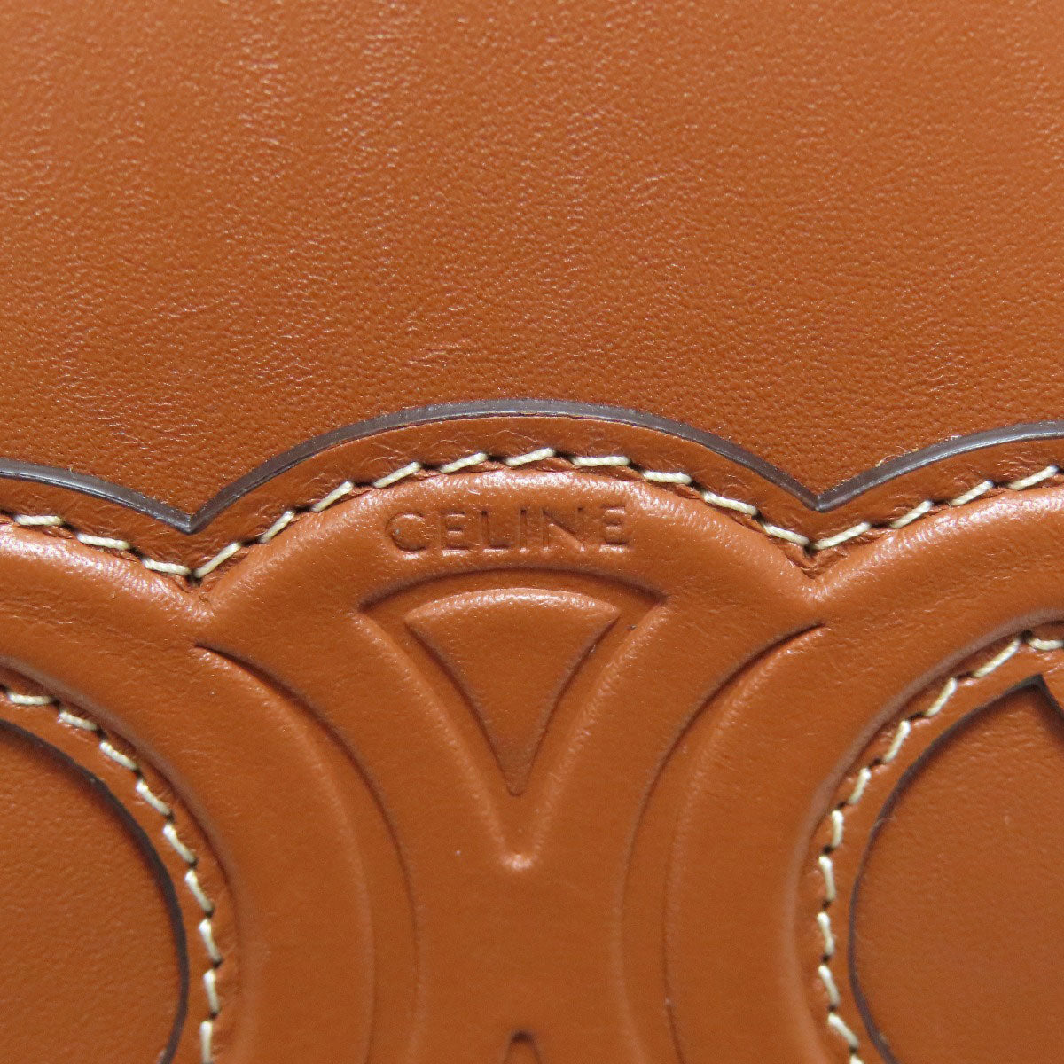 CELINE Shoulder Bag Calfskin Brown small box cuir triomphe