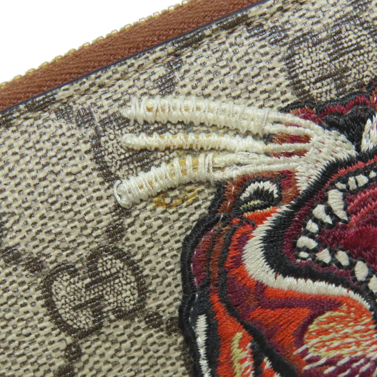 GUCCI Long Wallet Purse 456863 PVC Brown Tiger GG Supreme