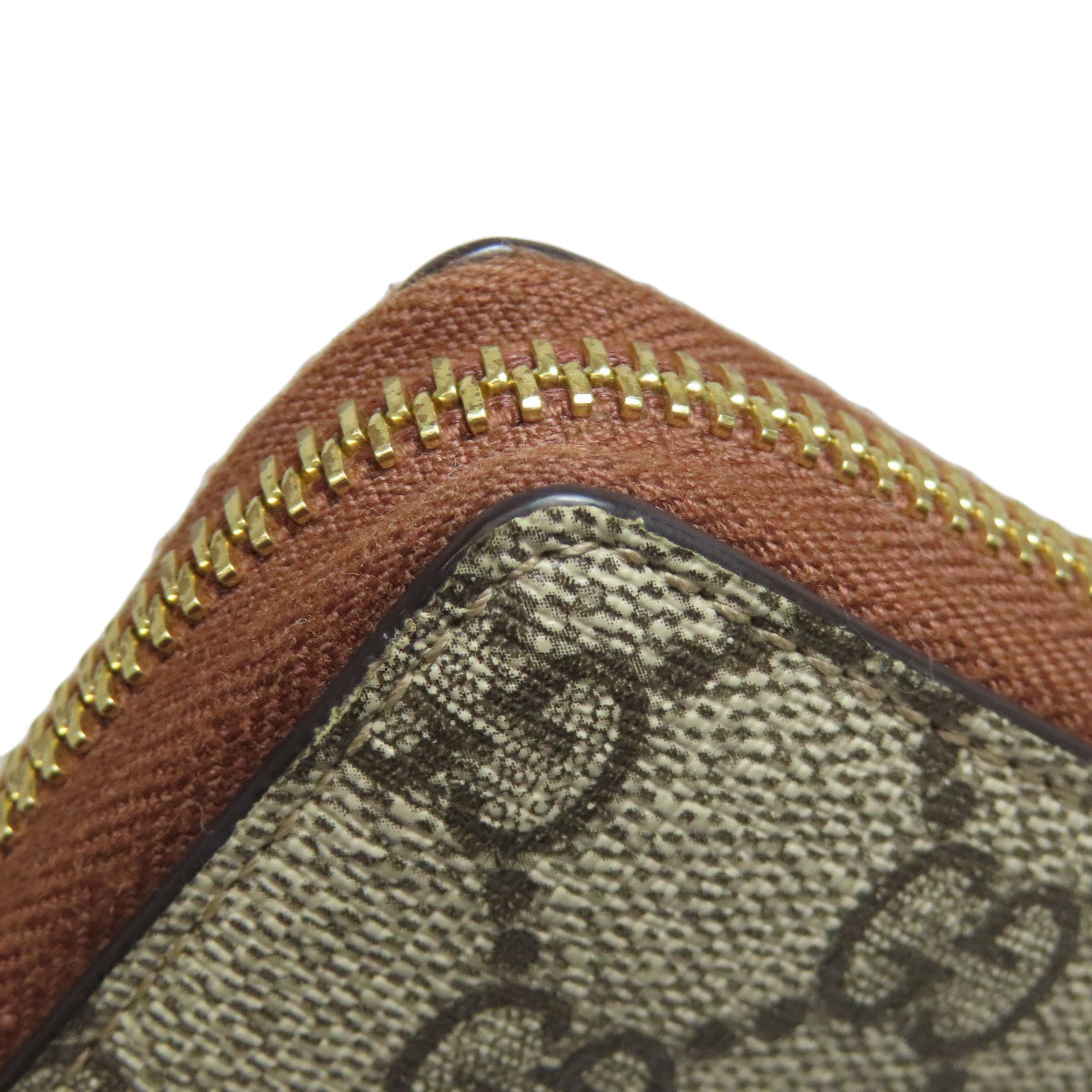 GUCCI Long Wallet Purse 456863 PVC Brown Tiger GG Supreme