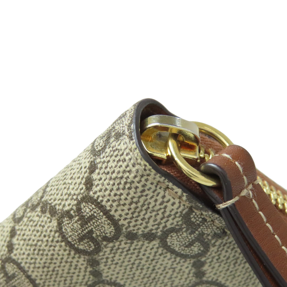 GUCCI Long Wallet Purse 456863 PVC Brown Tiger GG Supreme