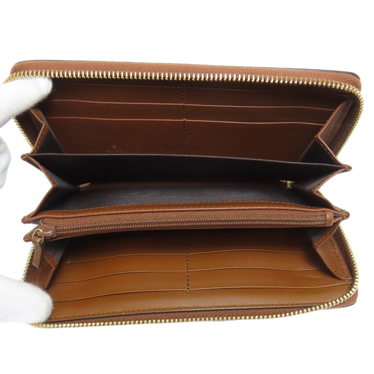 GUCCI Long Wallet Purse 456863 PVC Brown Tiger GG Supreme