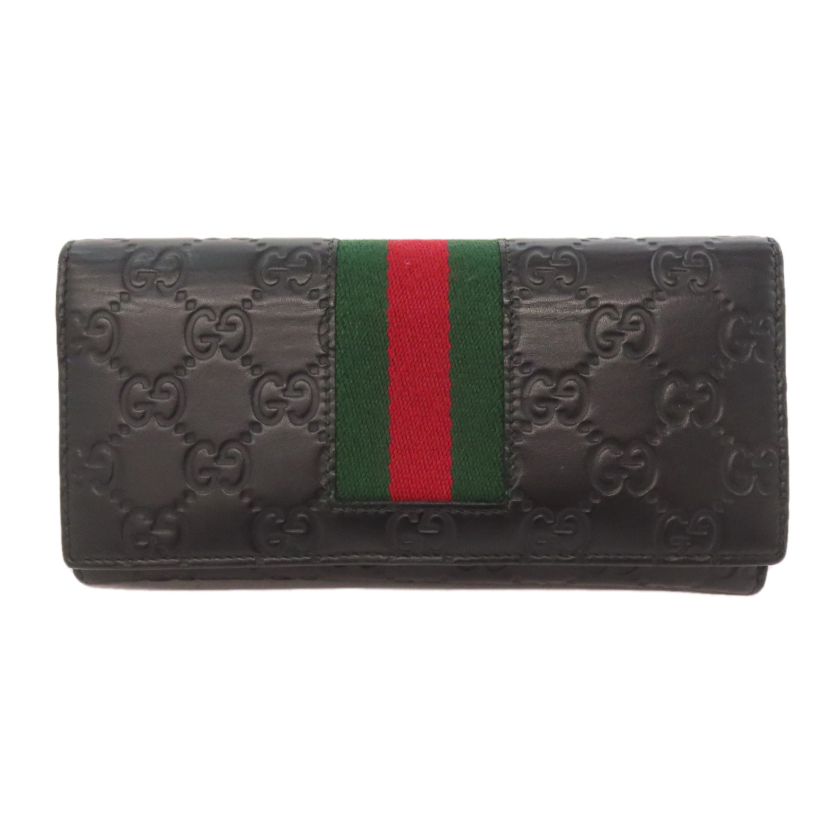 GUCCI Long Wallet Purse 408830 Calfskin black GG Signature Shima Sherry Line