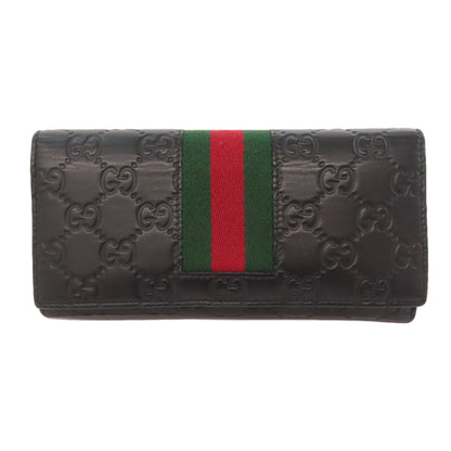 GUCCI Long Wallet Purse 408830 Calfskin black GG Signature Shima Sherry Line