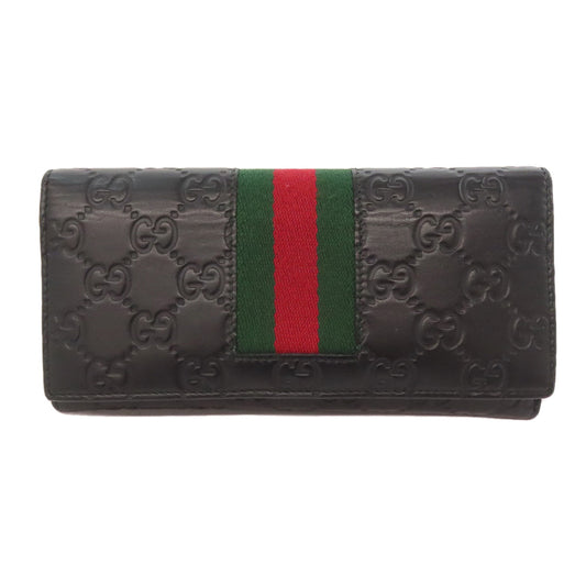 GUCCI Long Wallet Purse 408830 Calfskin black GG Signature Shima Sherry Line