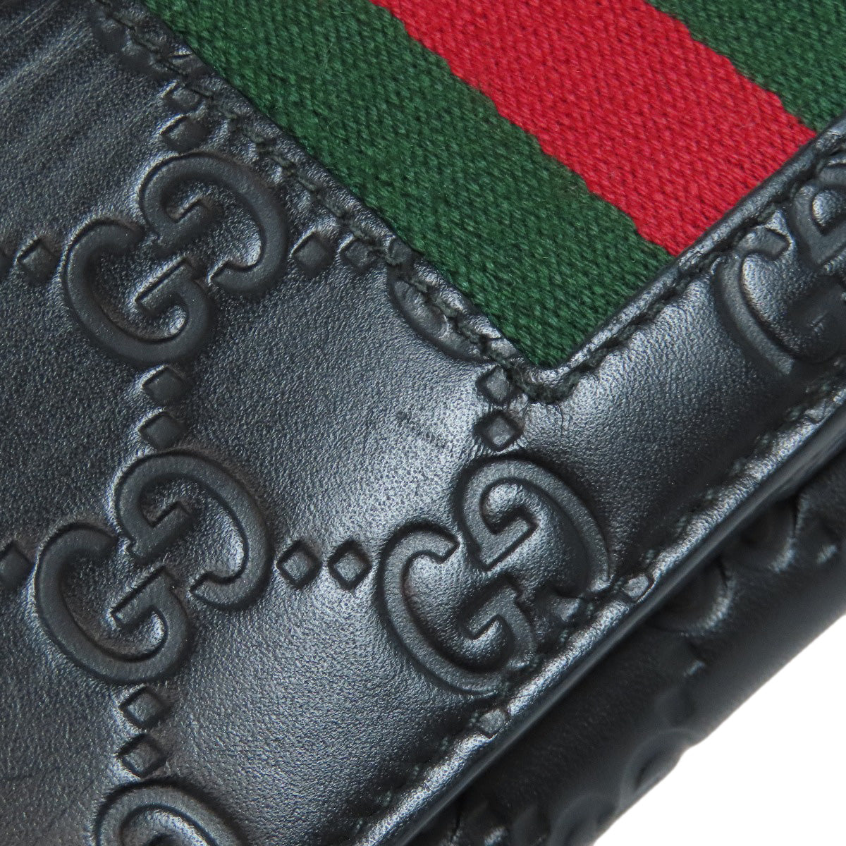 GUCCI Long Wallet Purse 408830 Calfskin black GG Signature Shima Sherry Line