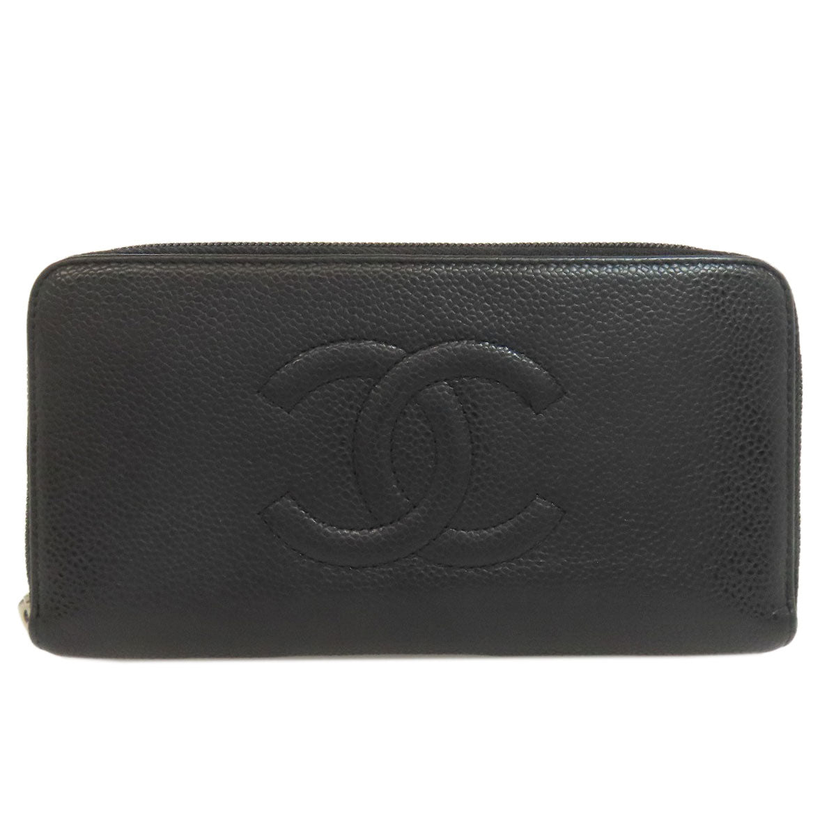 CHANEL Long Wallet Purse Grained Calfskin Skin black COCO Mark