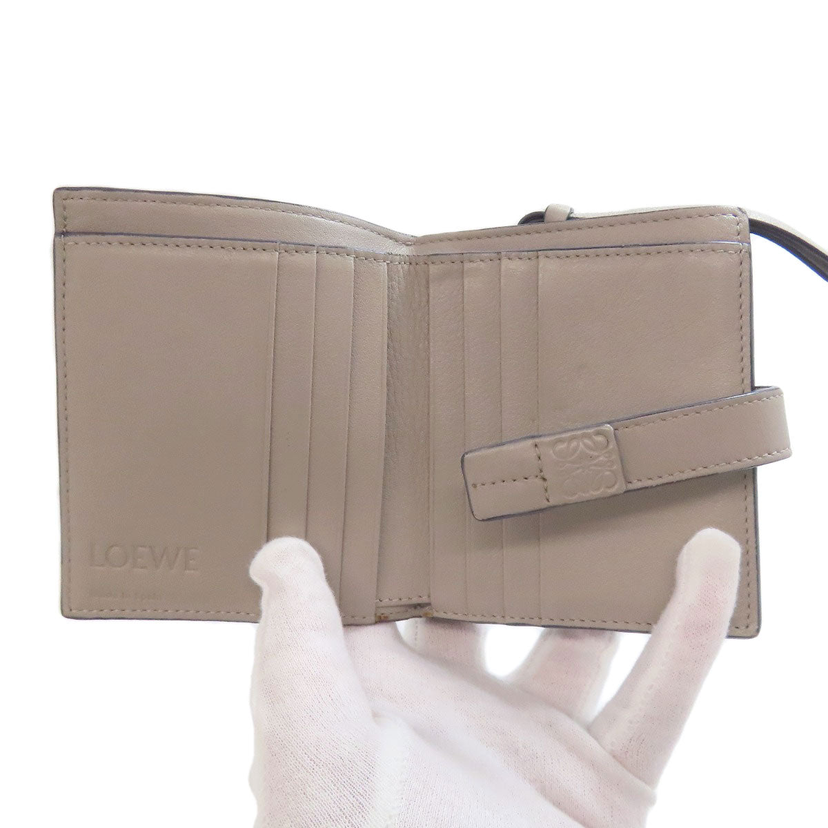 LOEWE Bifold Wallet Calfskin gray Compact zip wallet