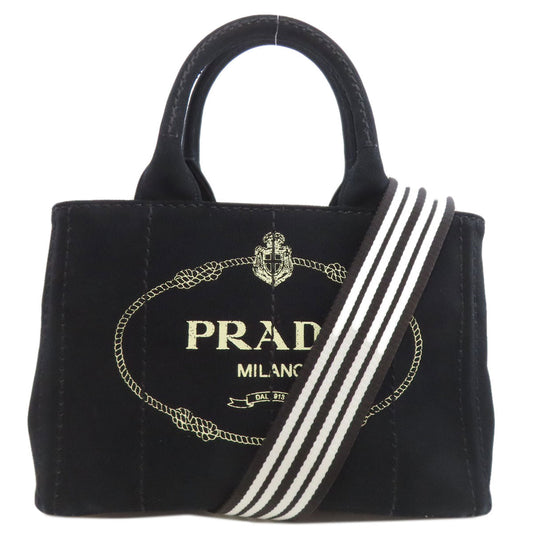 PRADA Handbag canvas black Canapa mini 2 WAY