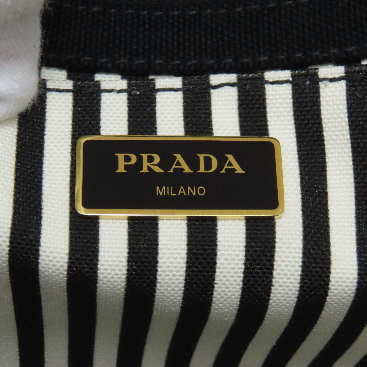 PRADA Handbag canvas black Canapa mini 2 WAY