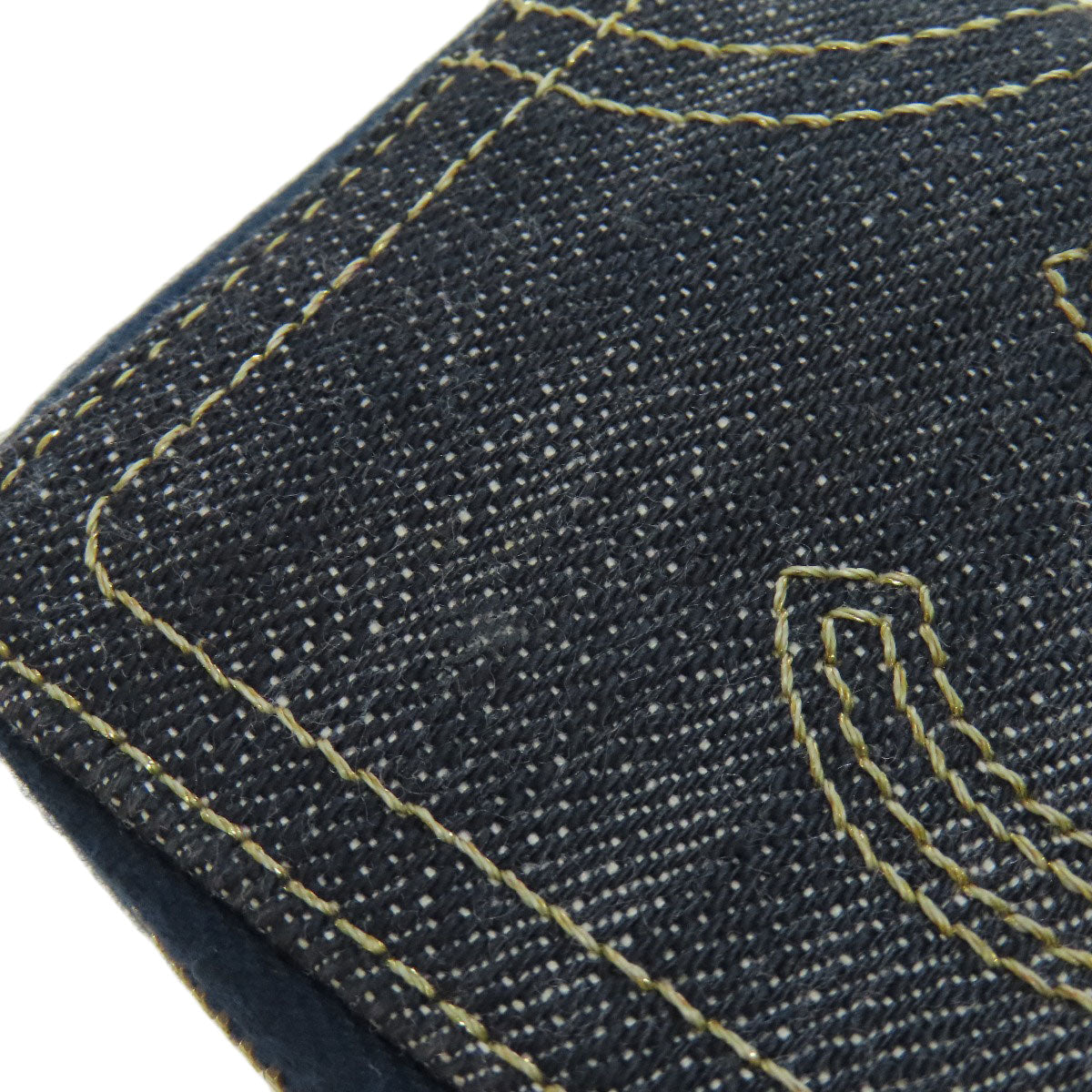 CHANEL Coin case denim blue COCO Mark stitch