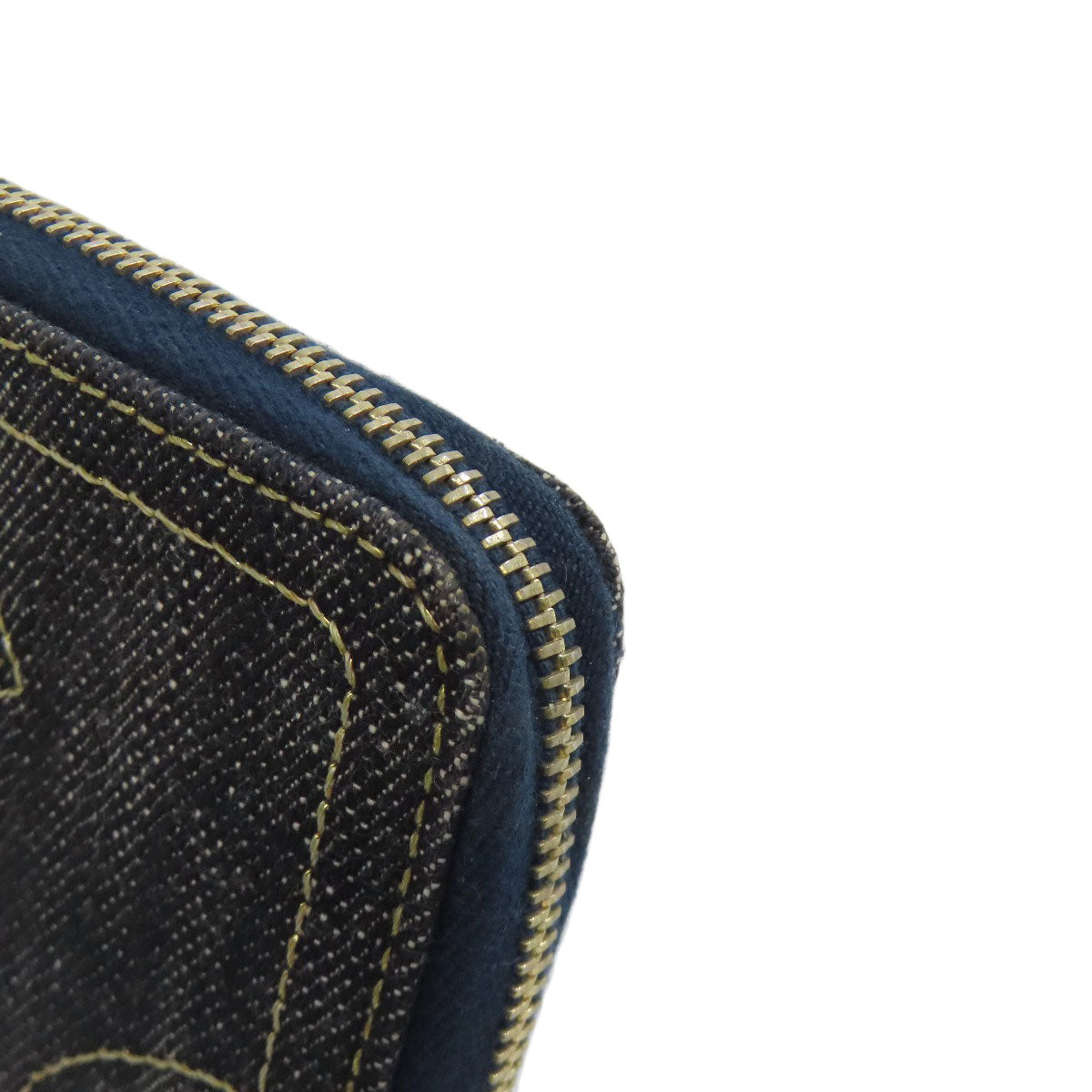 CHANEL Coin case denim blue COCO Mark stitch