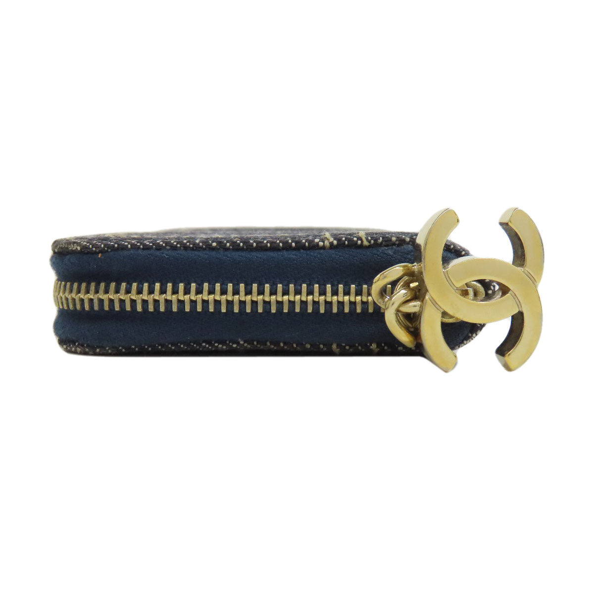 CHANEL Coin case denim blue COCO Mark stitch