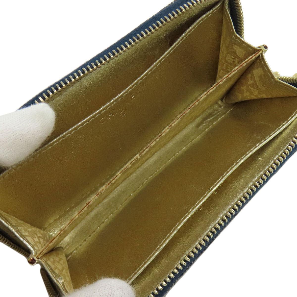 CHANEL Coin case denim blue COCO Mark stitch