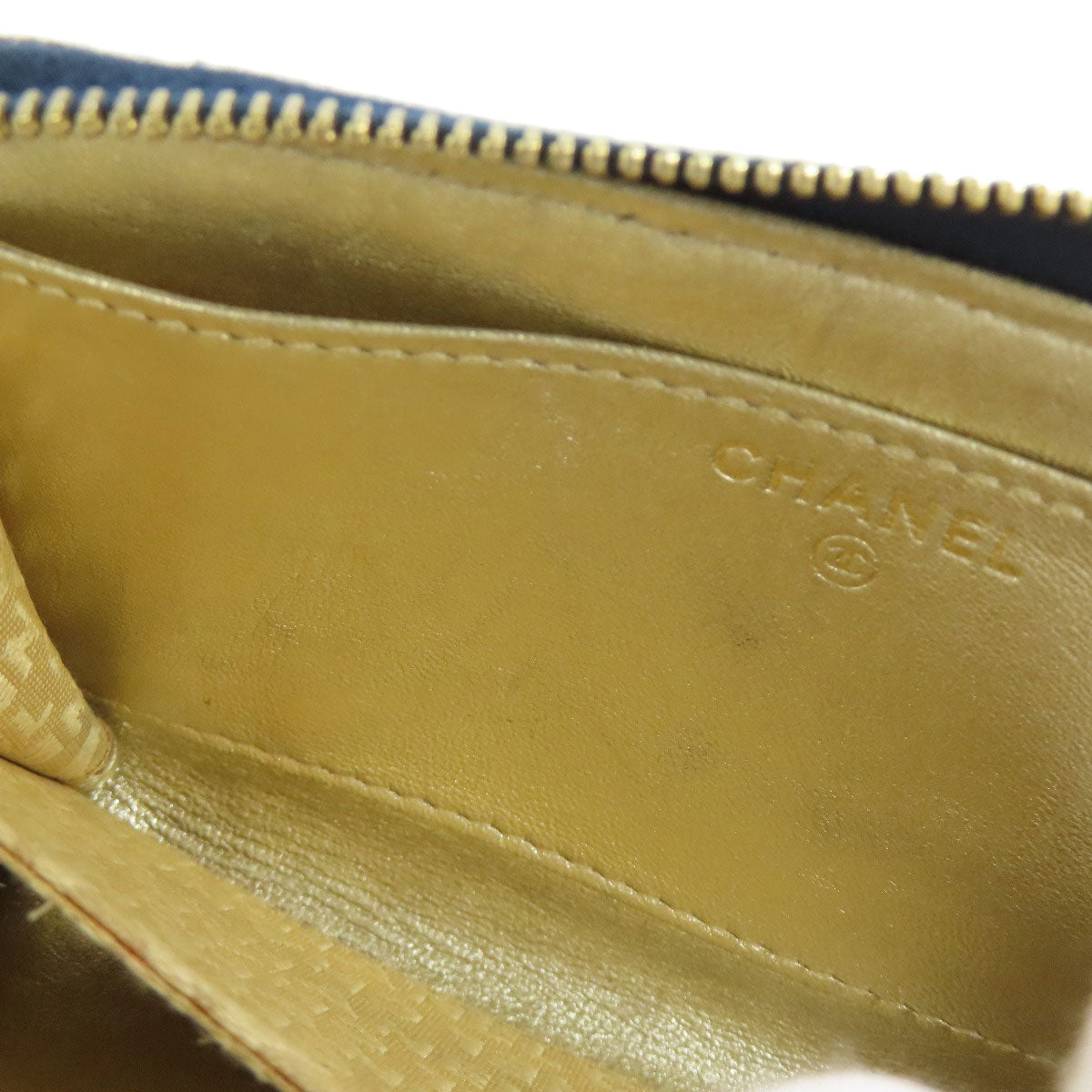 CHANEL Coin case denim blue COCO Mark stitch
