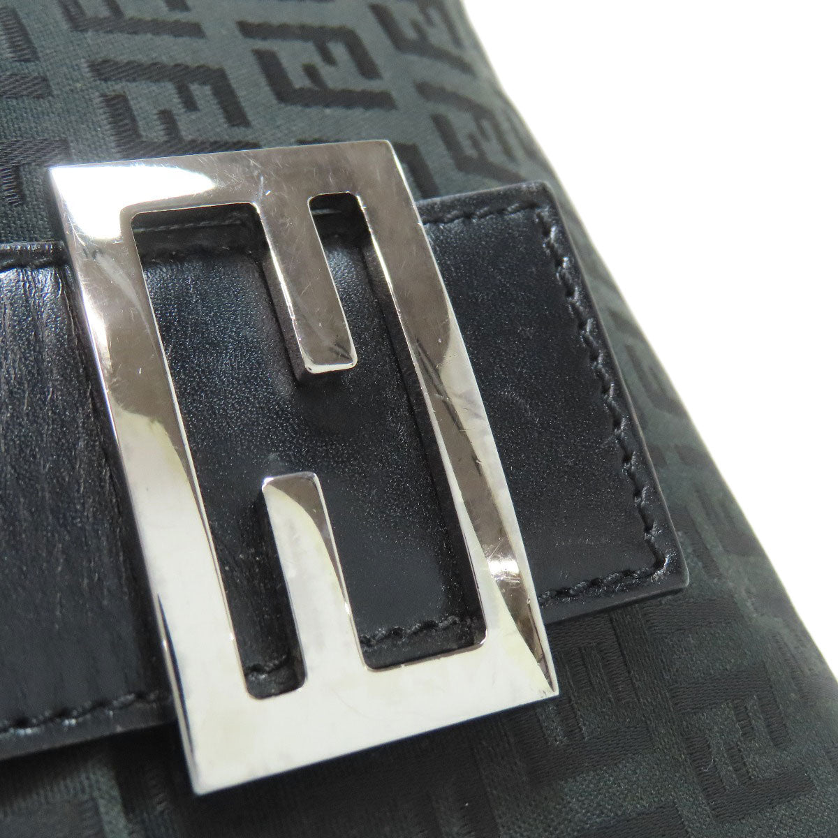 FENDI Shoulder Bag canvas black Zucca Pattern