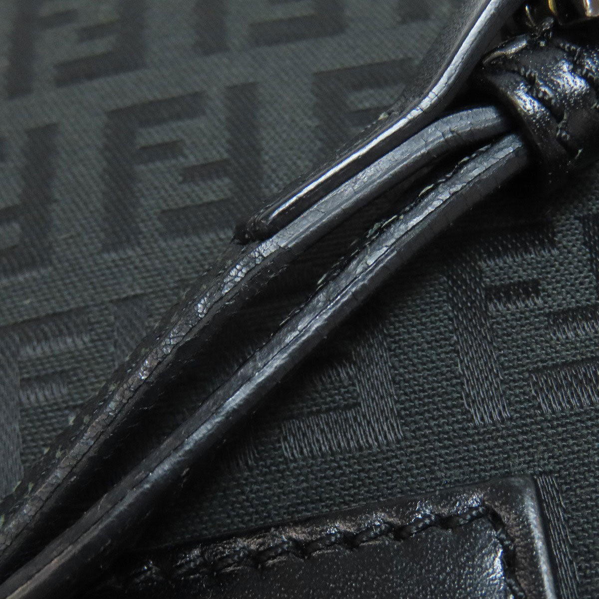 FENDI Shoulder Bag canvas black Zucca Pattern