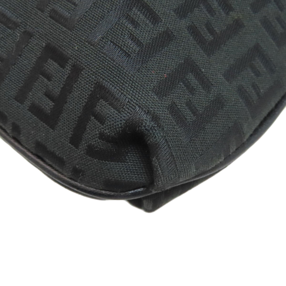 FENDI Shoulder Bag canvas black Zucca Pattern