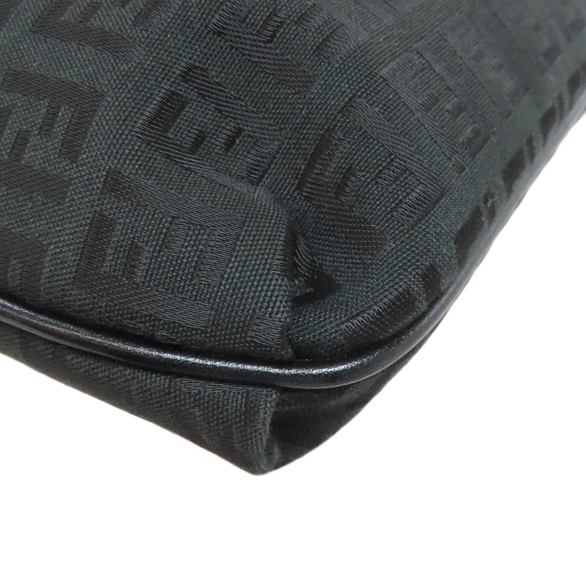 FENDI Shoulder Bag canvas black Zucca Pattern