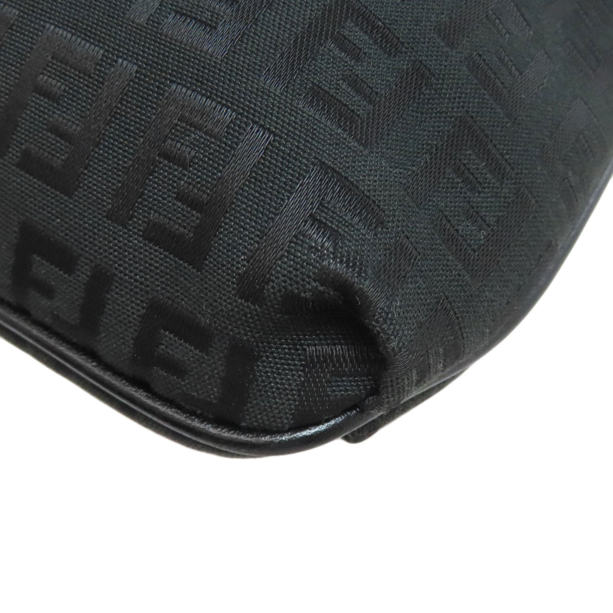 FENDI Shoulder Bag canvas black Zucca Pattern
