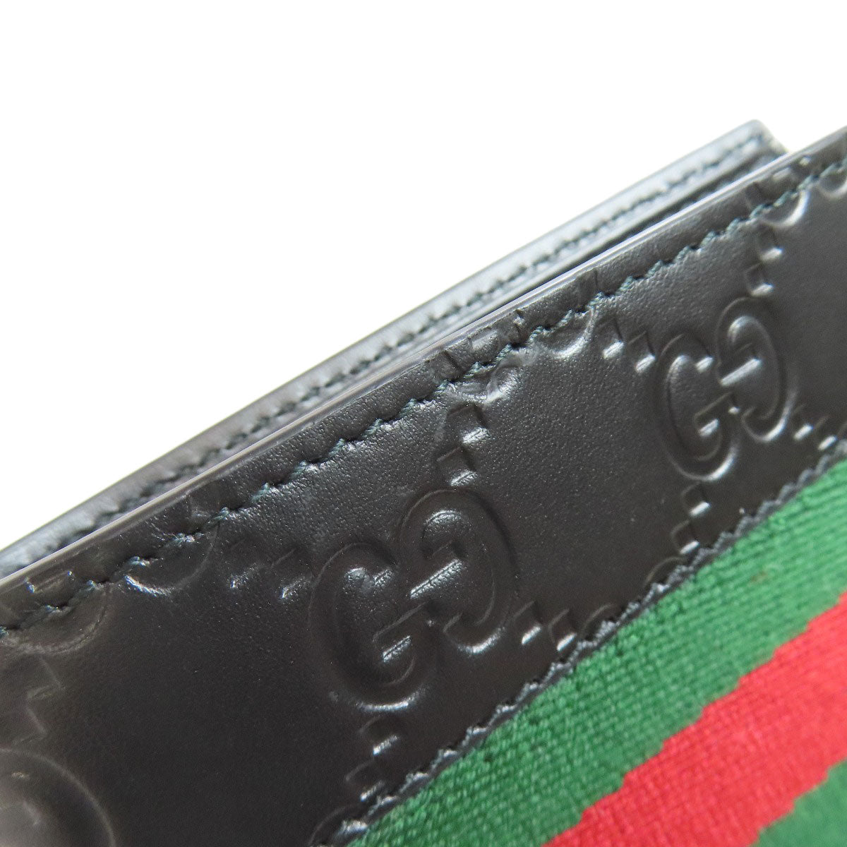 GUCCI Bifold Wallet 408826 Calfskin black GG Signature Shima Sherry Line