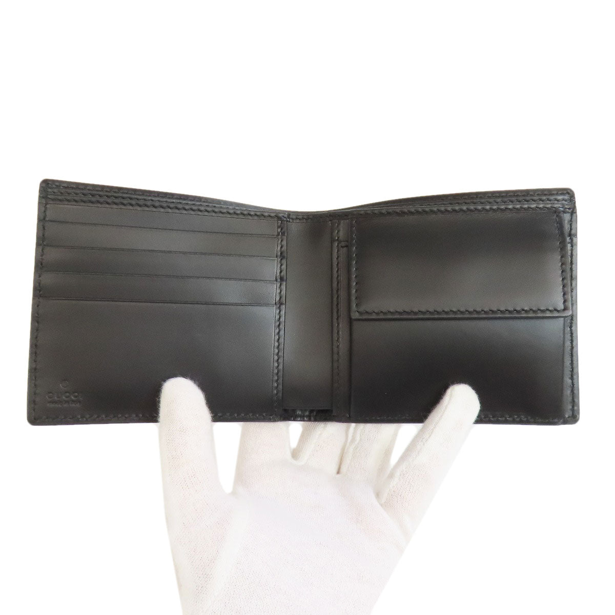 GUCCI Bifold Wallet 408826 Calfskin black GG Signature Shima Sherry Line
