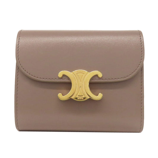 CELINE Bifold Wallet leather gray Triomphe Flap