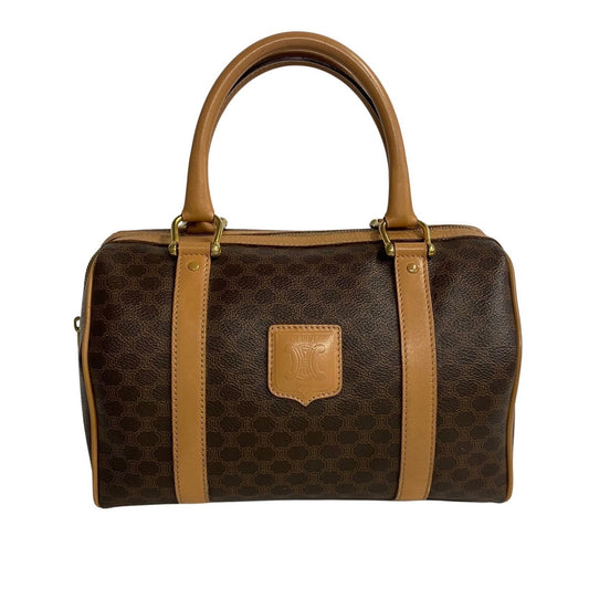 CELINE Handbag Leather, PVC Brown Macadam Blason Triomphe Pattern Women(Unisex) Used Authentic