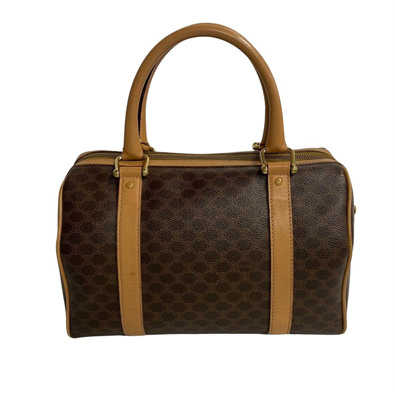 CELINE Handbag Leather, PVC Brown Macadam Blason Triomphe Pattern Women(Unisex) Used Authentic