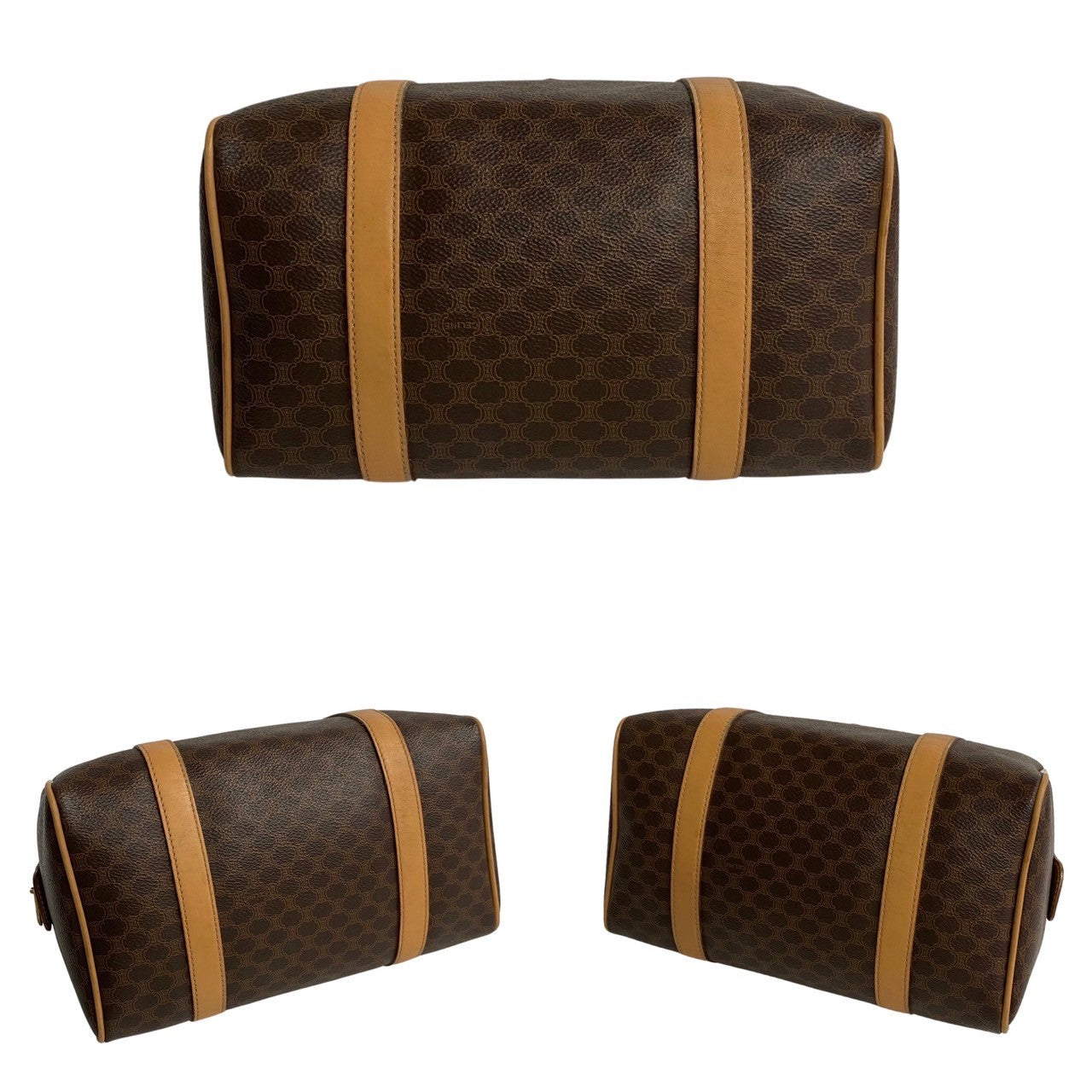 CELINE Handbag Leather, PVC Brown Macadam Blason Triomphe Pattern Women(Unisex) Used Authentic