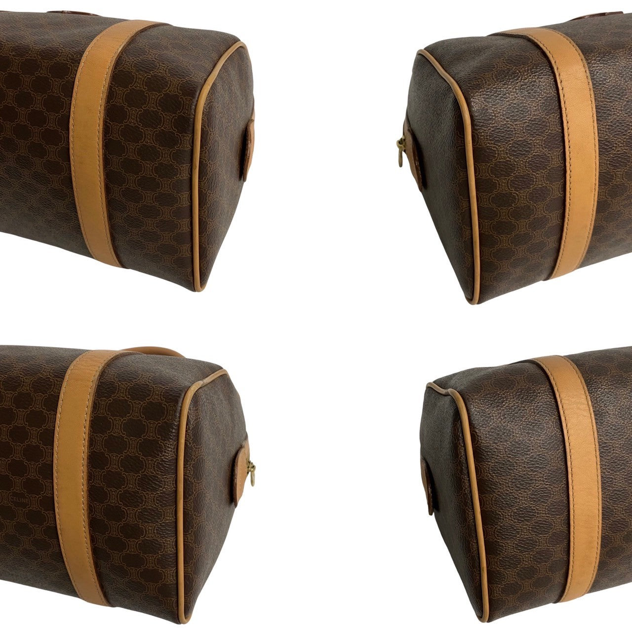 CELINE Handbag Leather, PVC Brown Macadam Blason Triomphe Pattern Women(Unisex) Used Authentic