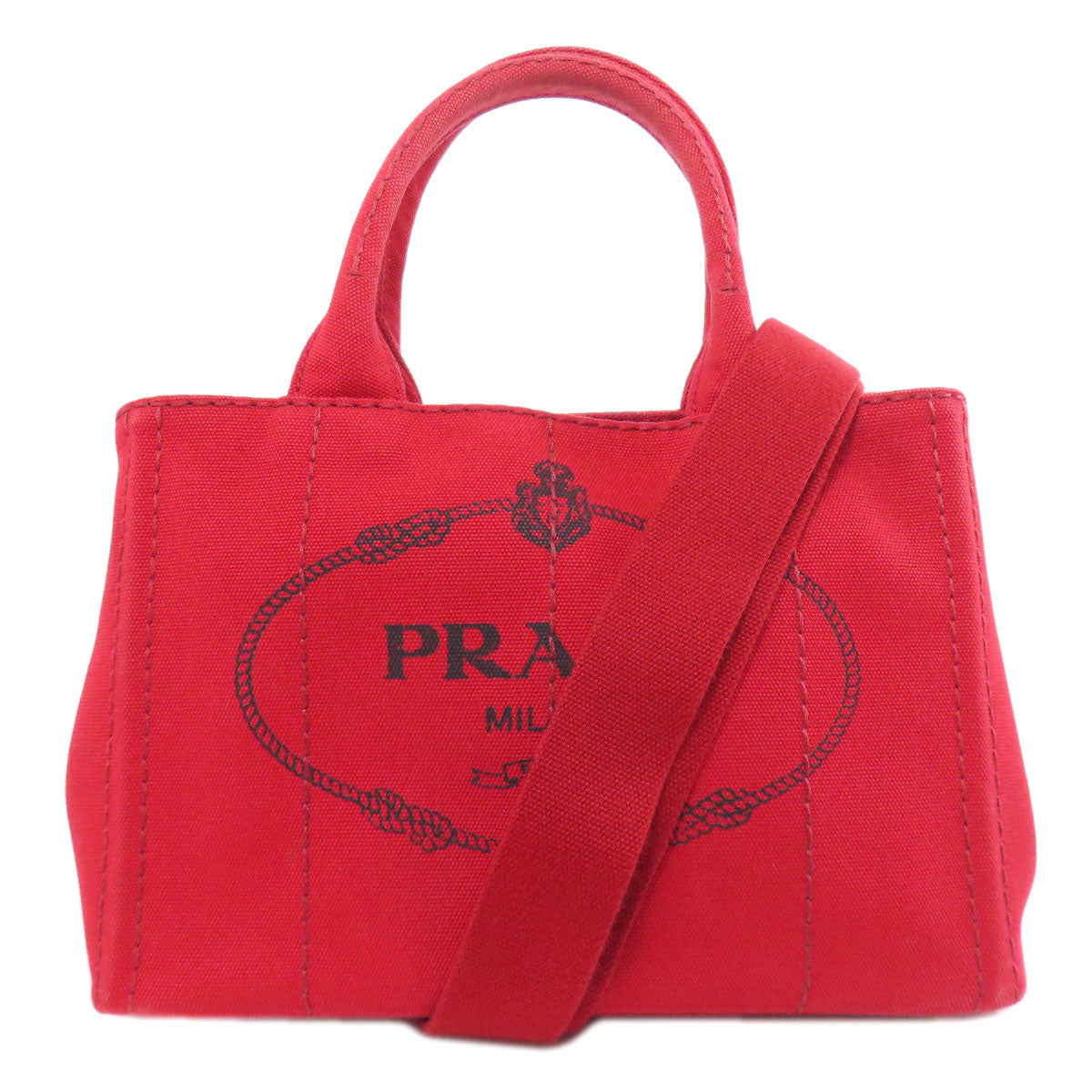 PRADA Handbag canvas Red Canapa mini 2 WAY