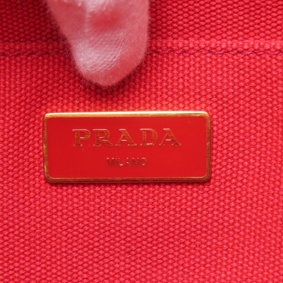 PRADA Handbag canvas Red Canapa mini 2 WAY