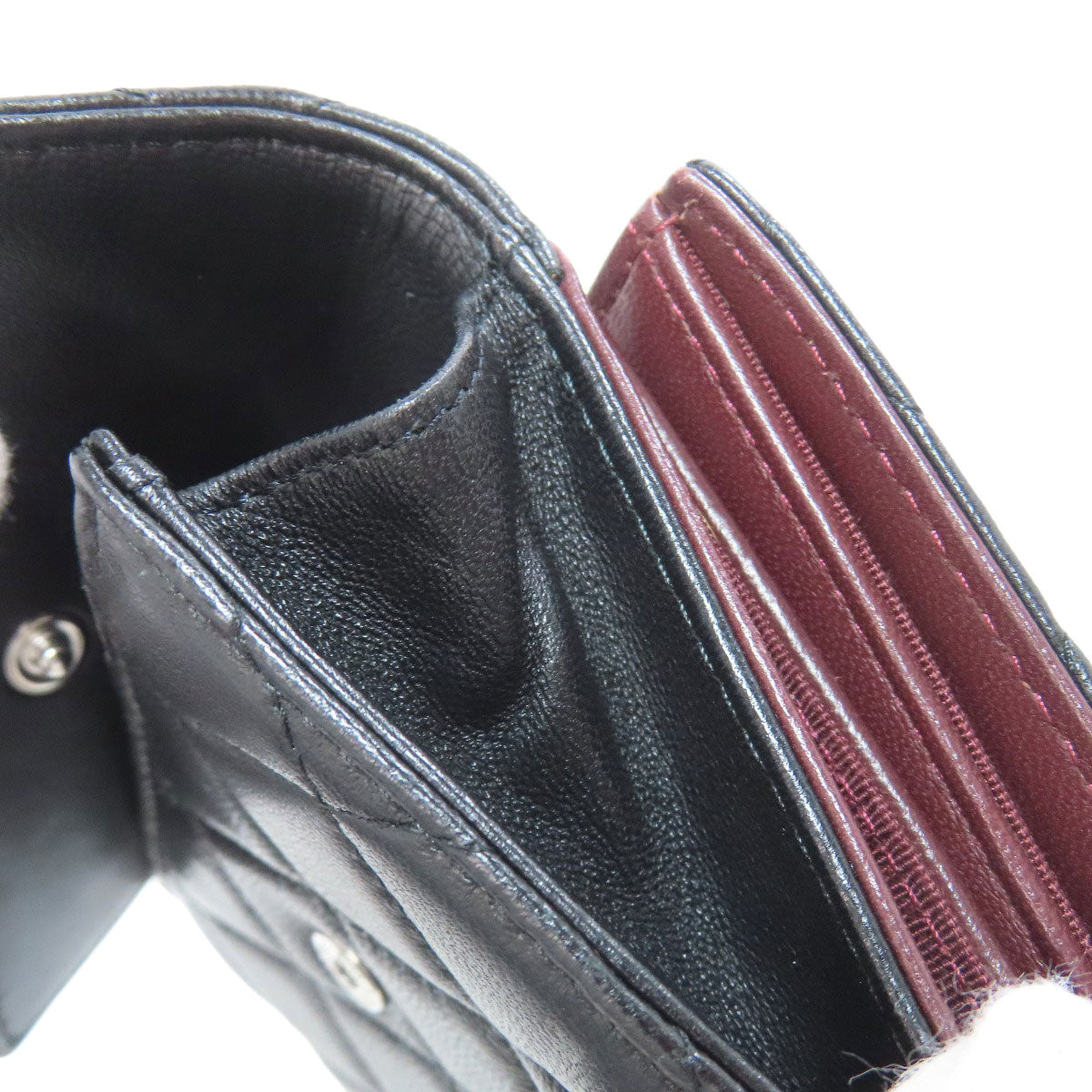 CHANEL Bifold Wallet lambskin black COCO Mark Matelasse SilverMetal