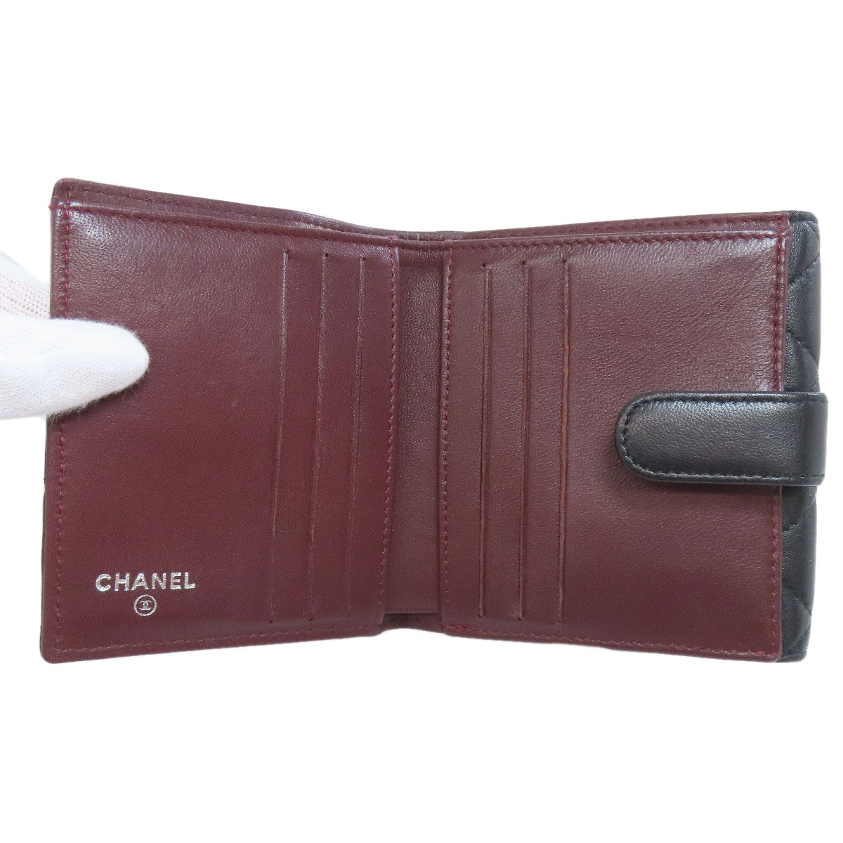 CHANEL Bifold Wallet lambskin black COCO Mark Matelasse SilverMetal