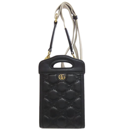 GUCCI Shoulder Bag 723776 Calfskin black GG Matelasse Mini Top Handle 2-Way Bag