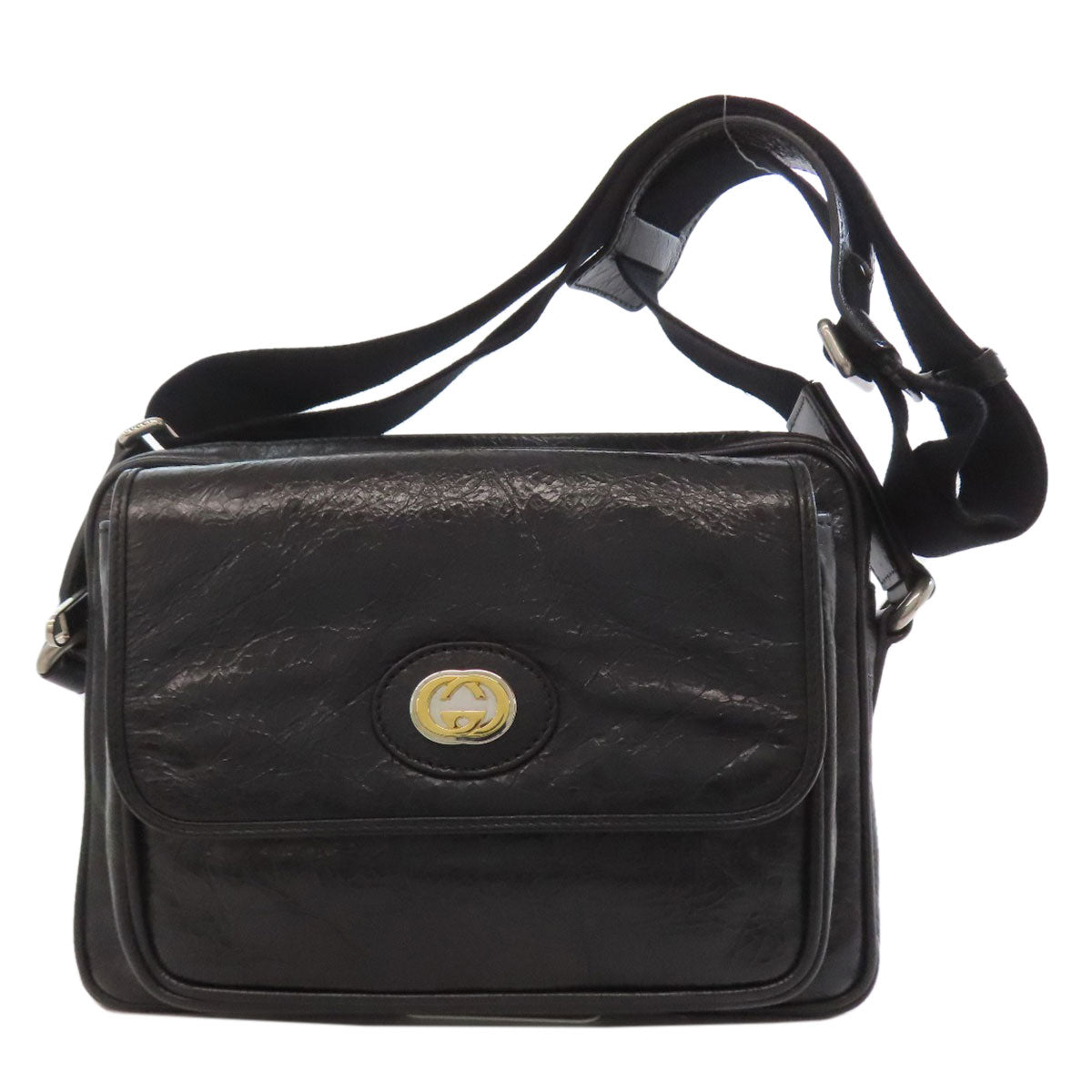 GUCCI Shoulder Bag 574760 leather black Messenger bag with logo