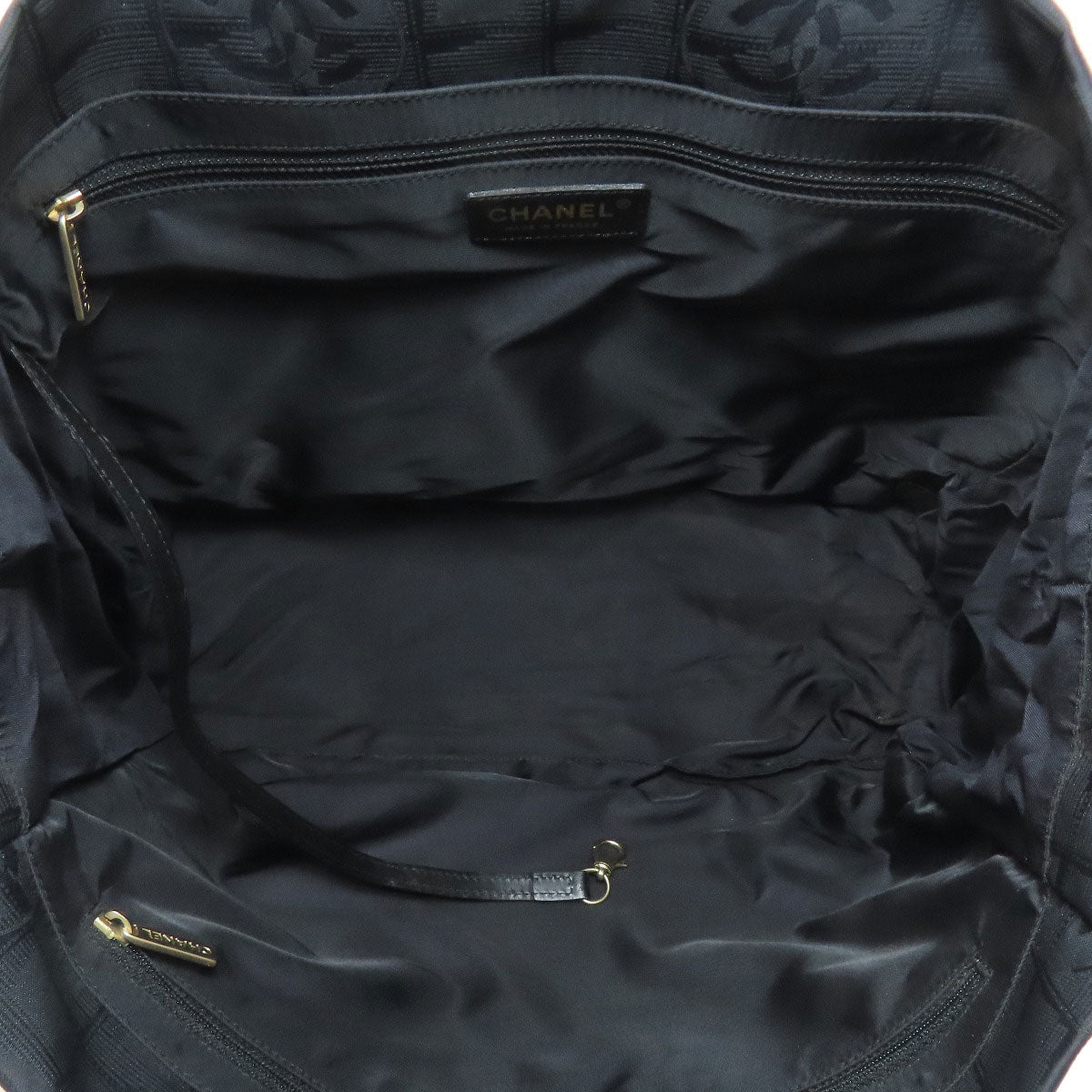 CHANEL Tote Bag Nylon jacquard black New Travel Line MM