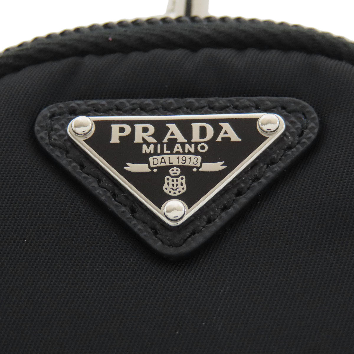 PRADA Accessory pouch Nylon black Logo Metal Mini Pouch RE NYLON