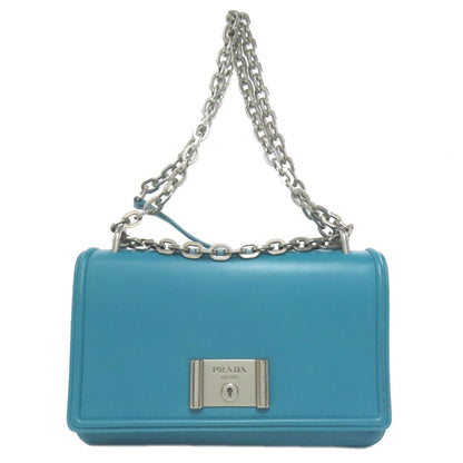 PRADA Shoulder Bag leather green ChainShoulder