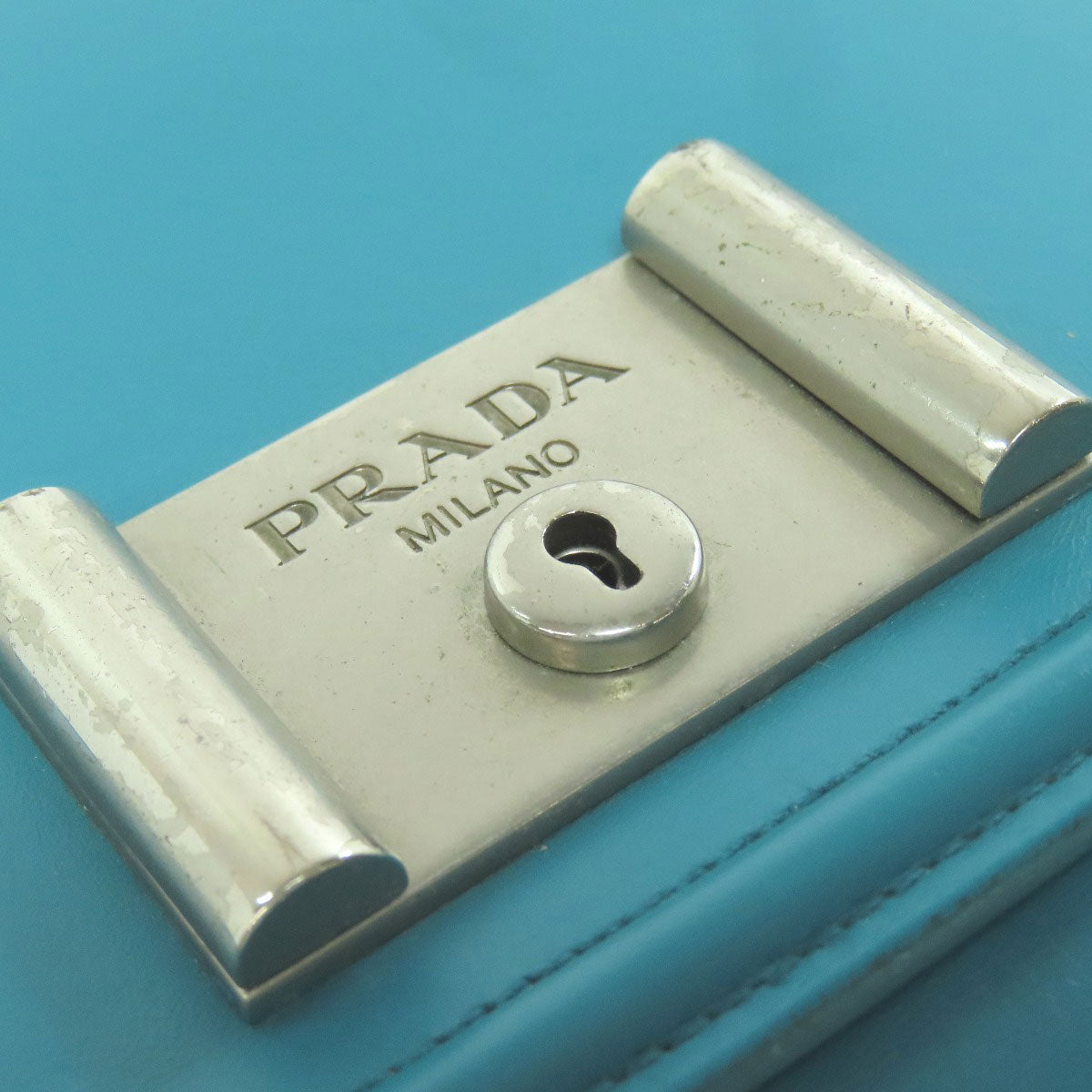 PRADA Shoulder Bag leather green ChainShoulder