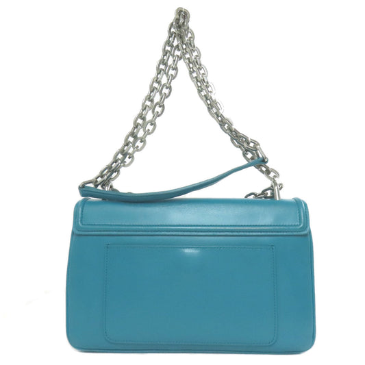 PRADA Shoulder Bag leather green ChainShoulder