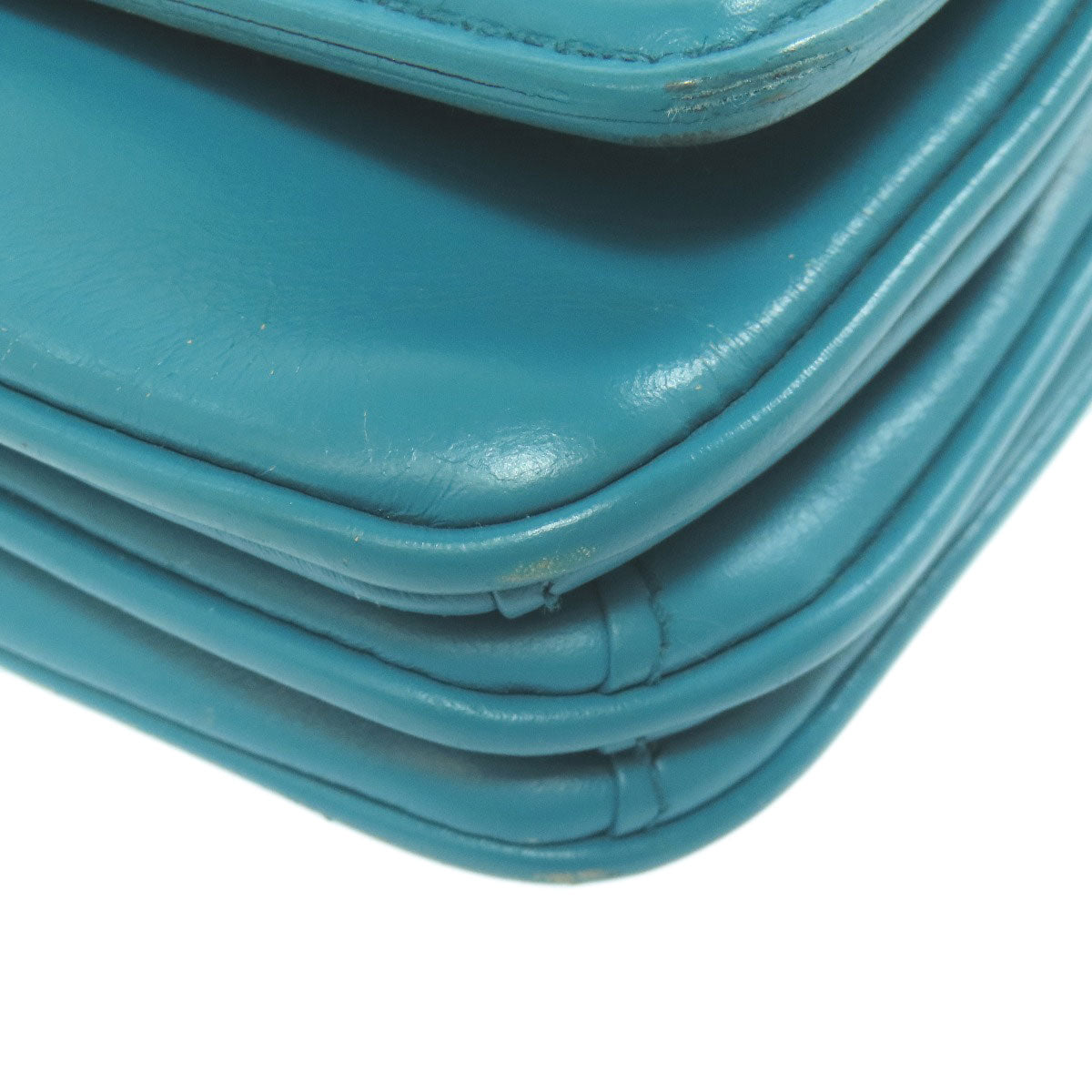 PRADA Shoulder Bag leather green ChainShoulder