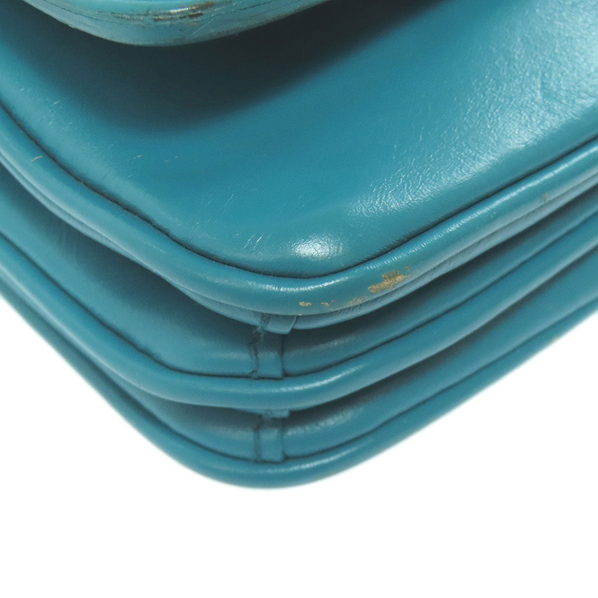 PRADA Shoulder Bag leather green ChainShoulder