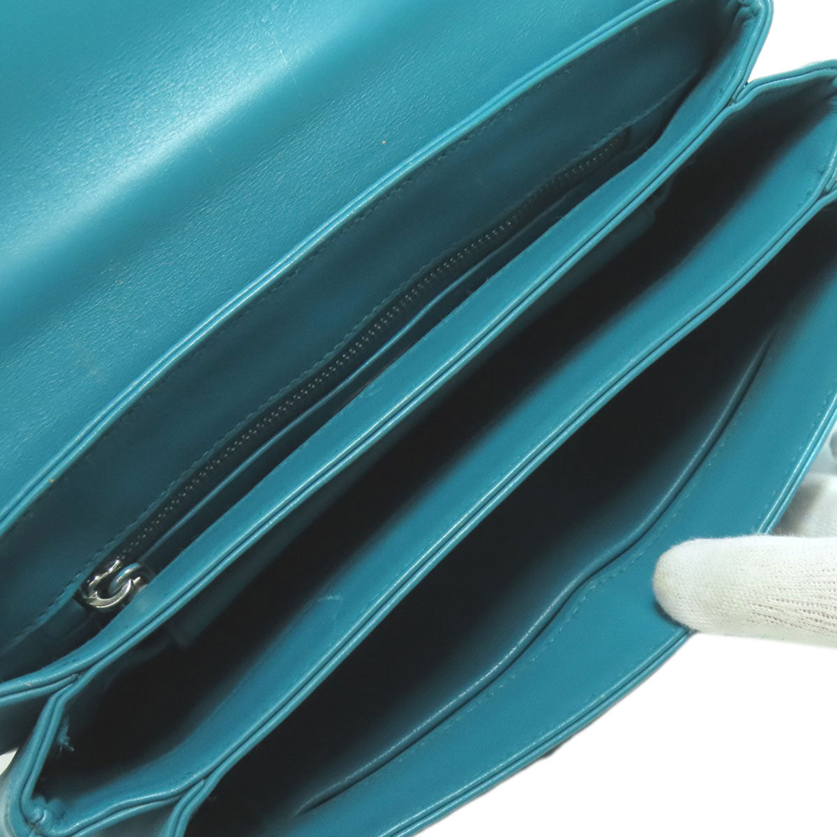 PRADA Shoulder Bag leather green ChainShoulder