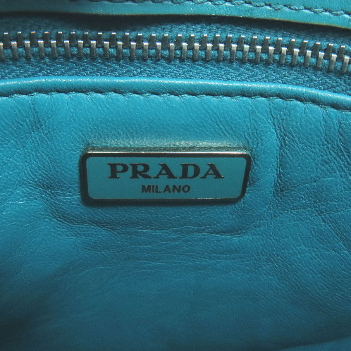 PRADA Shoulder Bag leather green ChainShoulder