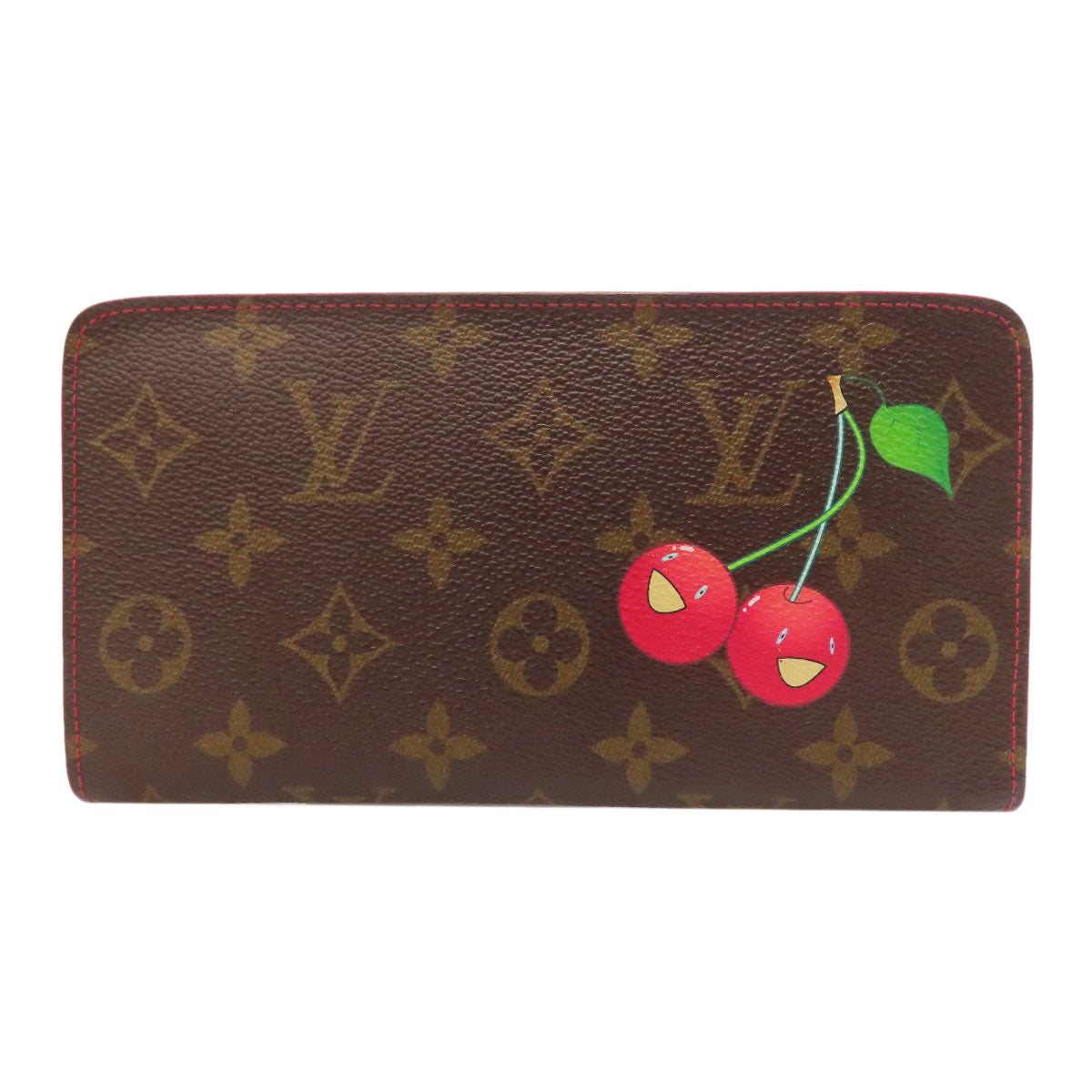 LOUIS VUITTON Long Wallet Purse M95006 Monogram canvas Brown Porto Monnaie Zip Cherry
