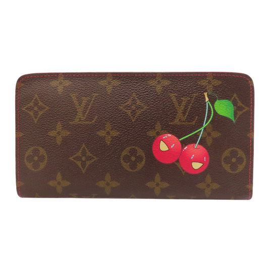 LOUIS VUITTON Long Wallet Purse M95006 Monogram canvas Brown Porto Monnaie Zip Cherry