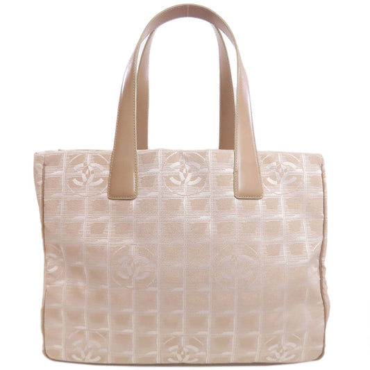 CHANEL Tote Bag Nylon jacquard beige New Travel Line MM