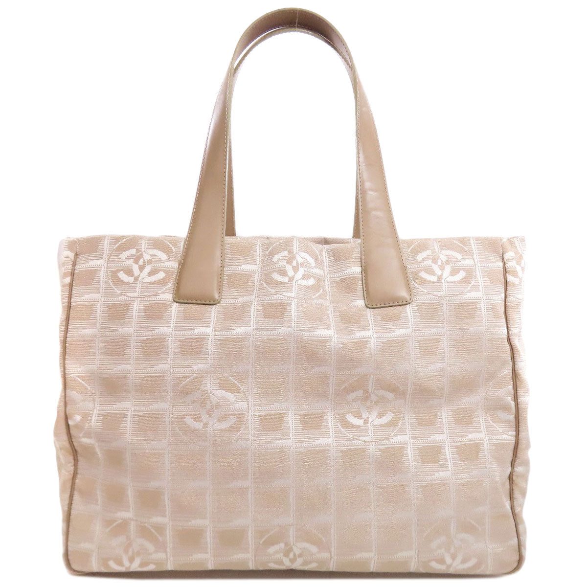 CHANEL Tote Bag Nylon jacquard beige New Travel Line MM